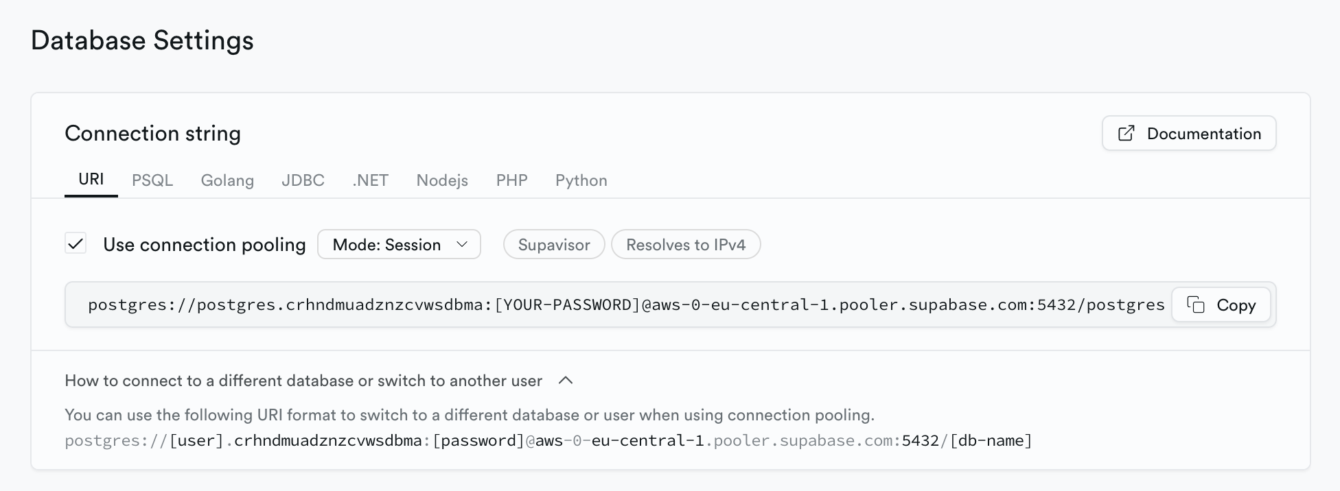 Supabase connection string